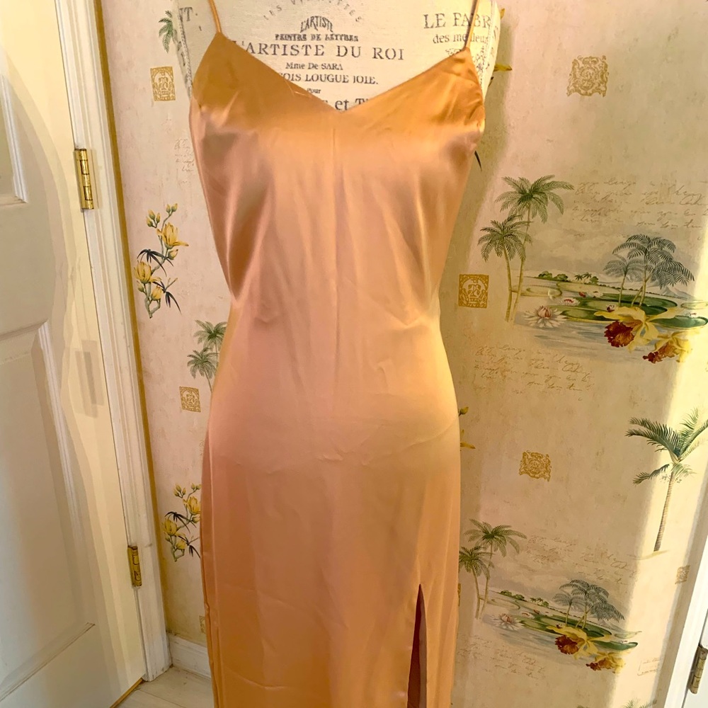 Dress, Gold, Satin, NWT, Size L